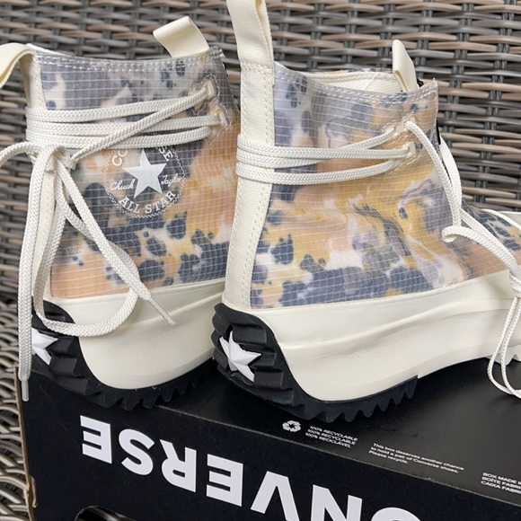 Converse Chuck Taylor All Star Run Star Hi Egret/White/Black Mens Washed Florals - Picture 15 of 16